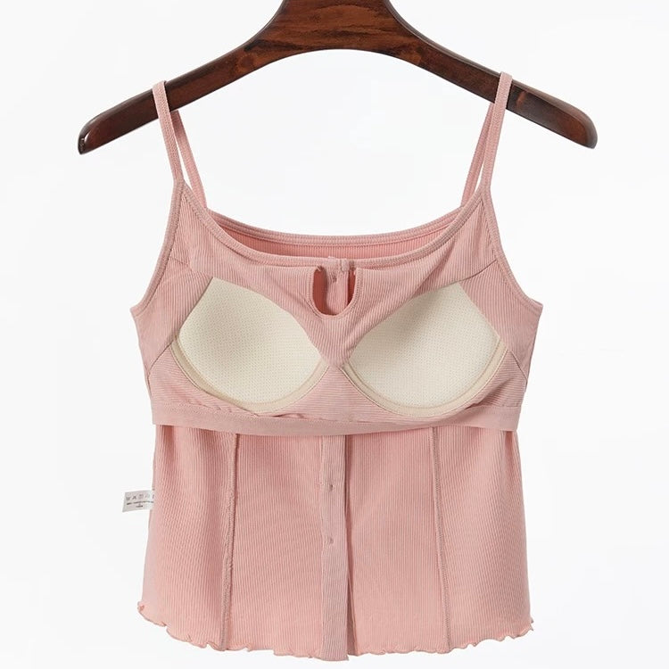 Soft Ribbed Button Down Cami Top